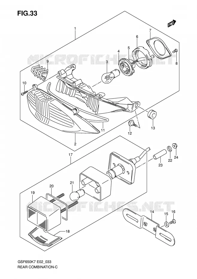 FEU ARRIERE Suzuki MOTO 650 BANDIT 2008  GSF650AK8(E2)