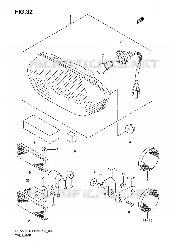 FEU ARRIERE Suzuki QUAD 500 KINGQUAD 2007  LT-A500FK7(P28/P33)