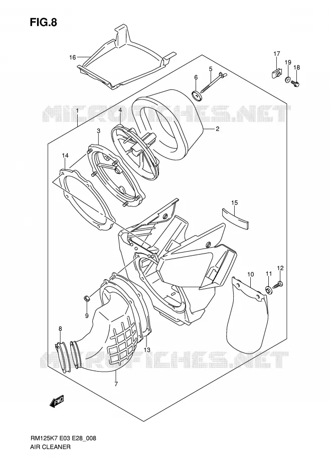 FILTRE A AIR Suzuki MOTO 125 RM 2007  RM125K7(E3/E28)