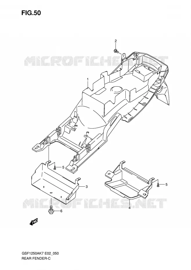 GARDE BOUE ARRIERE Suzuki MOTO 1250 BANDIT-S 2010  GSF1250SL0(E2)