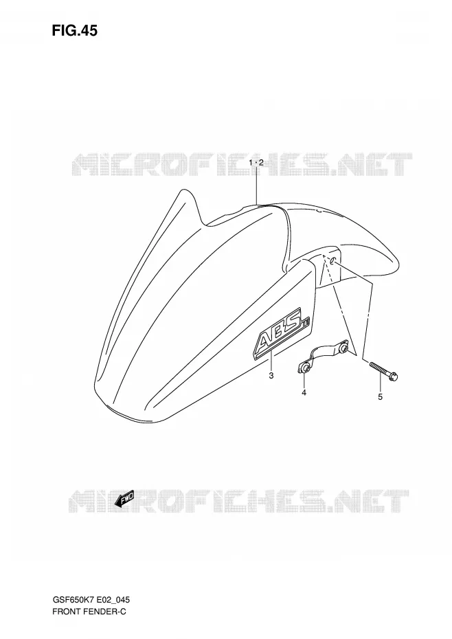 GARDE BOUE AVANT (MODEL K7) Suzuki MOTO 650 BANDIT 2008  GSF650UAK8(E2)