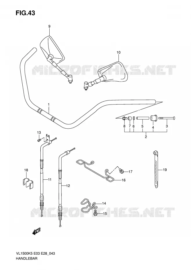 GUIDON Suzuki MOTO 1500 BOULEVARD 2009  VL1500TK9(E3/E28)