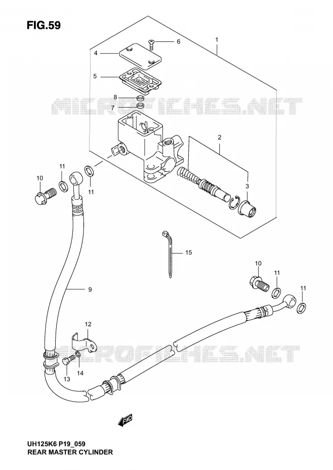 MAITRE CYLINDRE ARRIERE (MODELE K2, K3) Suzuki SCOOTER 125 BURGMAN 2003  UH125K3(P2)