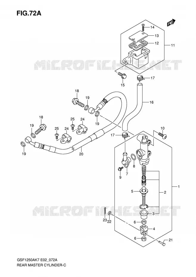 MAITRE CYLINDRE DE FREIN ARRIERE (GSF1250K7/SK7/K8/SK8/K9/SK9/SL0) Suzuki MOTO 1250 BANDIT-S 2008  GSF1250SK8(E2)