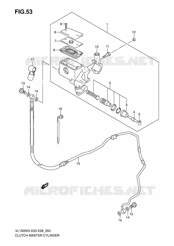 MAITRE CYLINDRE D'EMBRAYAGE (MODEL K5/K6) Suzuki MOTO 1500 BOULEVARD 2008  VL1500TK8(E3/E28)