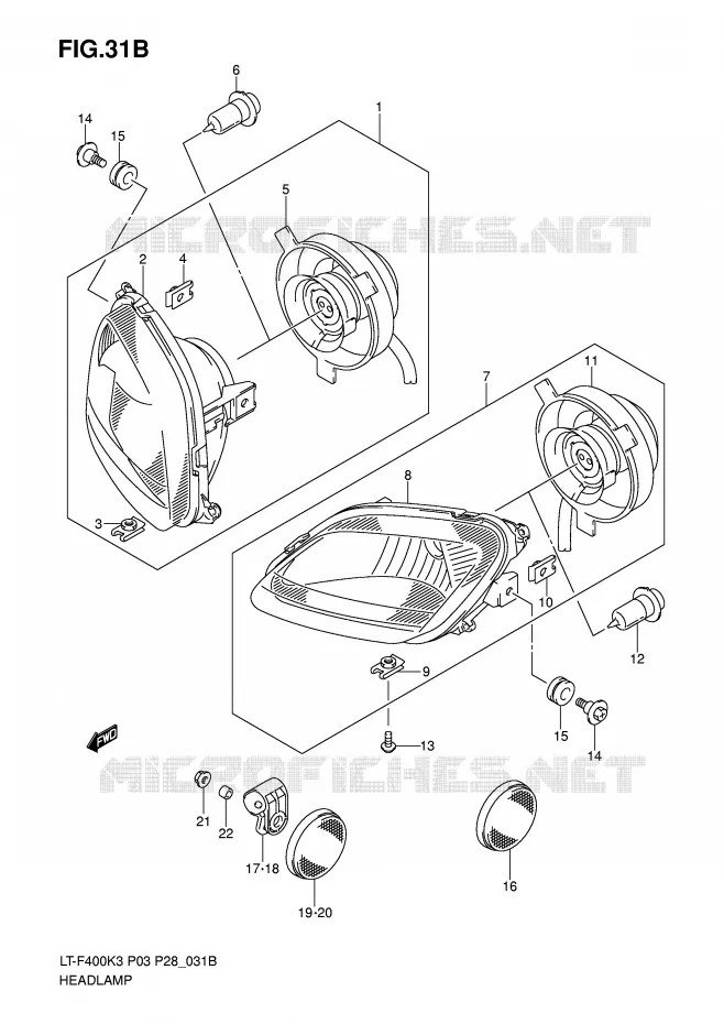 PHARE (MODEL K6/K7) Suzuki QUAD 400 EIGER 2003  LT-F400K3(P3/P28)