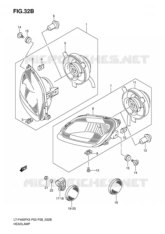 PHARE (MODEL K6/K7) Suzuki QUAD 400 EIGER 2005  LT-F400FK5(P3/P28)