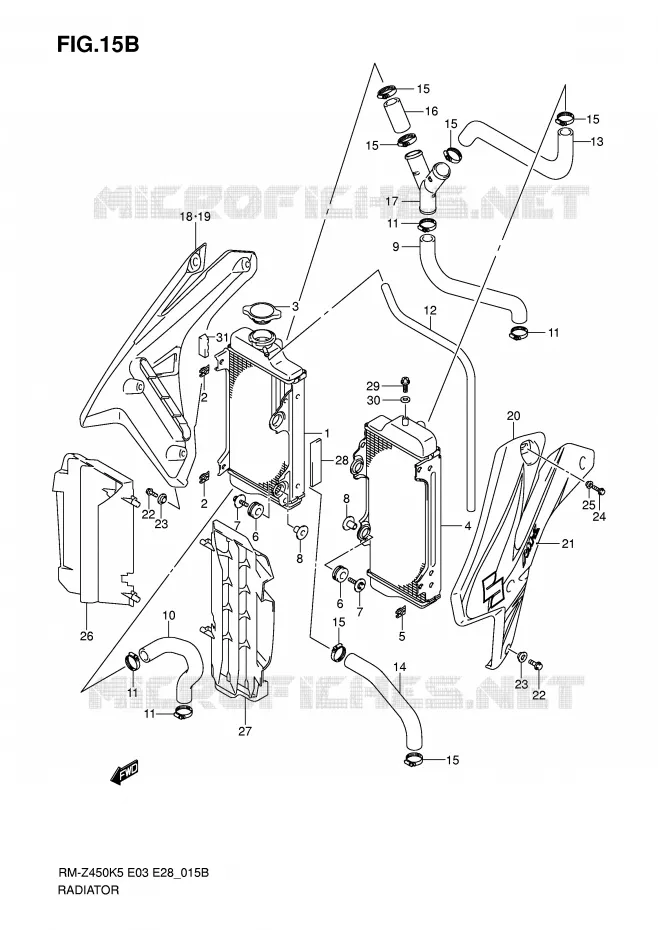 RADIATEUR (MODEL K7) Suzuki MOTO 450 RM-Z 2007  RM-Z450ZK7(E3/E28)