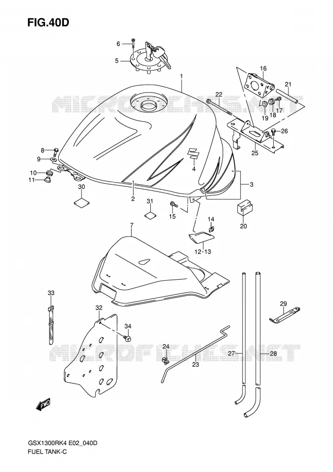 RESERVOIR D'ESSENCE (MODEL K7 FOR CZZ) Suzuki MOTO 1300 HAYABUSA 2004  GSX1300RK4(E2)