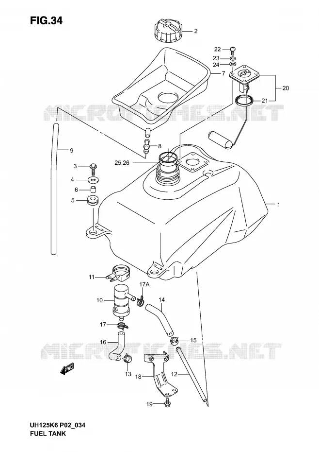 RESERVOIR D'ESSENCE Suzuki SCOOTER 125 BURGMAN 2002  UH125K2(P2)