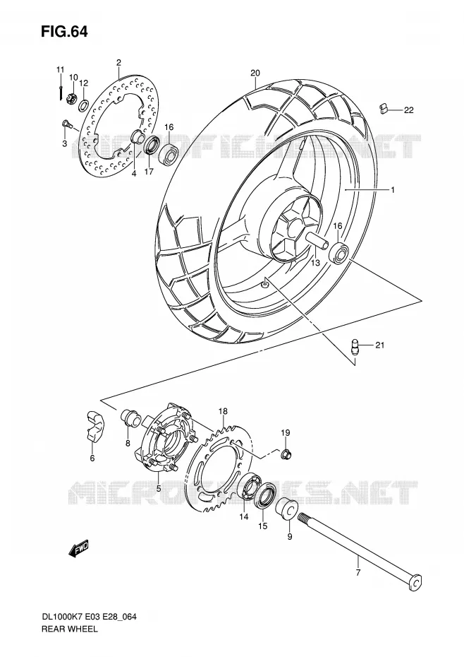ROUE ARRIERE Suzuki MOTO 1000 V-STROM 2009  DL1000K9(E3/E28)