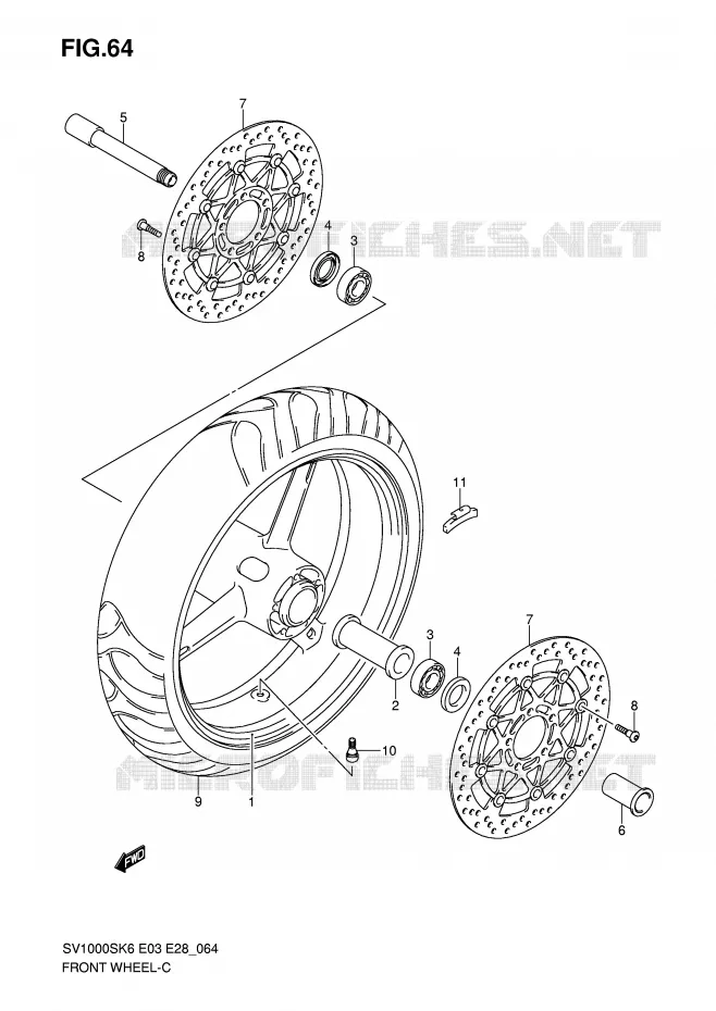 ROUE AVANT Suzuki MOTO 1000 SV 2006  SV1000SK6(E3/E28)