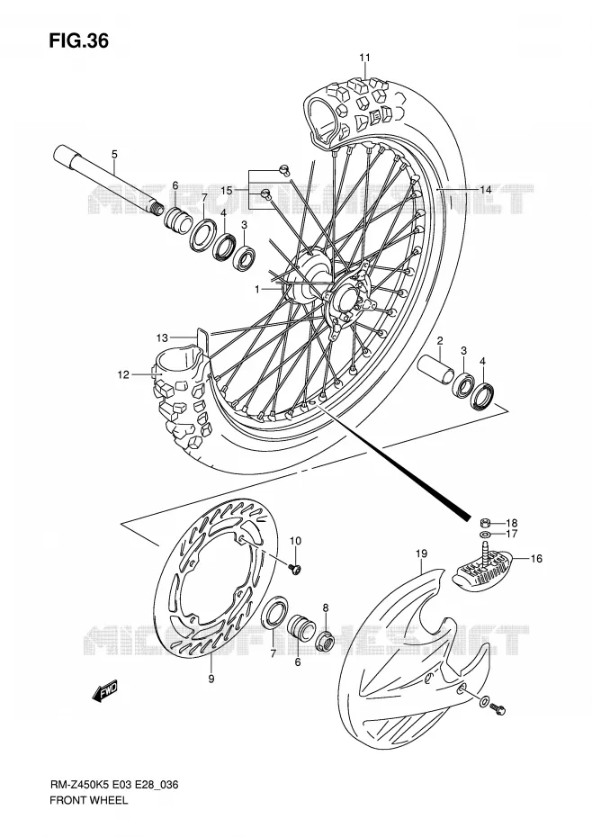 ROUE AVANT Suzuki MOTO 450 RM-Z 2007  RM-Z450K7(E3/E28)