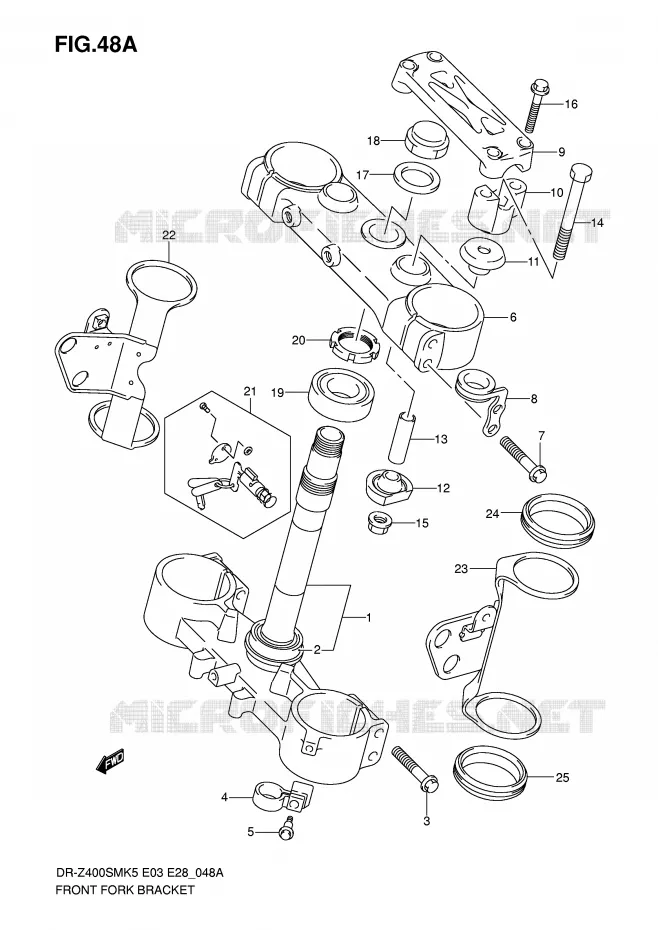 TE DE FOURCHE (MODEL K7/K8/K9) Suzuki MOTO 400 DR-Z 2005  DR-Z400SMK5(E3/E28)