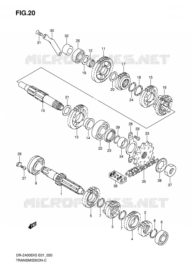 TRANSMISSION Suzuki MOTO 400 DR-Z 2006  DR-Z400EK6(E1)