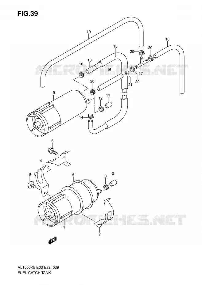 TROP PLEIN RESERVOIR D'ESSENCE Suzuki MOTO 1500 BOULEVARD 2009  VL1500TK9(E3/E28)