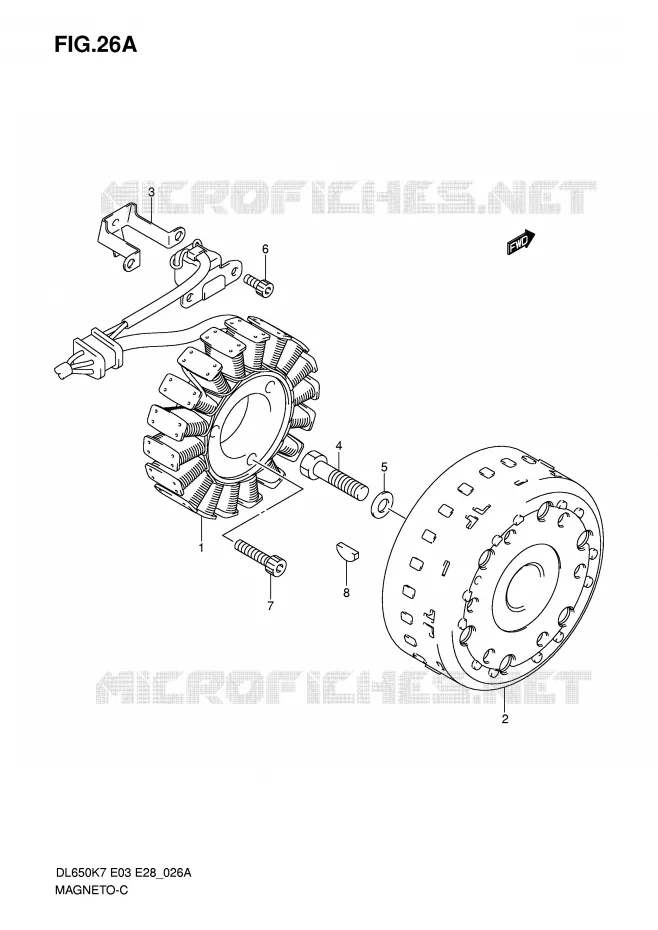 ALLUMAGE ROTOR - STATOR (MODEL K8/K9/L0) Suzuki MOTO 650 V-STROM 2007  DL650K7(E3/E28)
