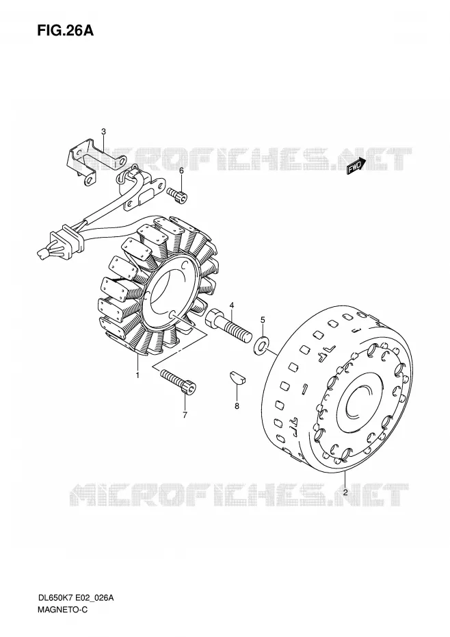 ALLUMAGE ROTOR - STATOR (MODEL K8/K9/L0) Suzuki MOTO 650 V-STROM 2007  DL650U3K7(E2)