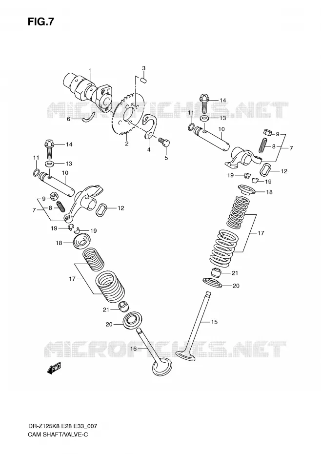 ARBRE A CAMES - SOUPAPES Suzuki MOTO 125 DR-Z 2010  DR-Z125LL0(E28/E33)