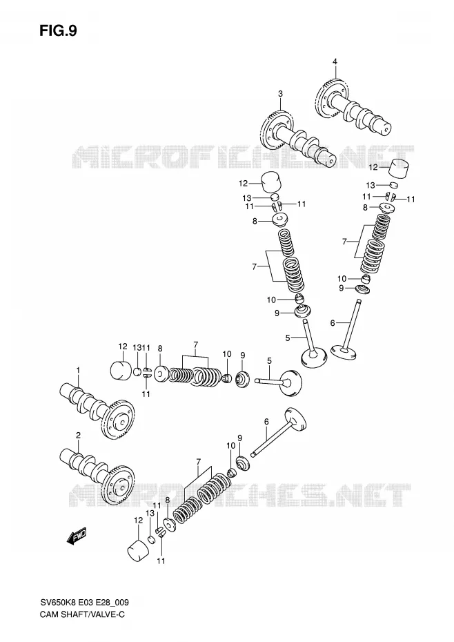 ARBRE A CAMES - SOUPAPES Suzuki MOTO 650 SV 2008  SV650SAK8(E3/E28)