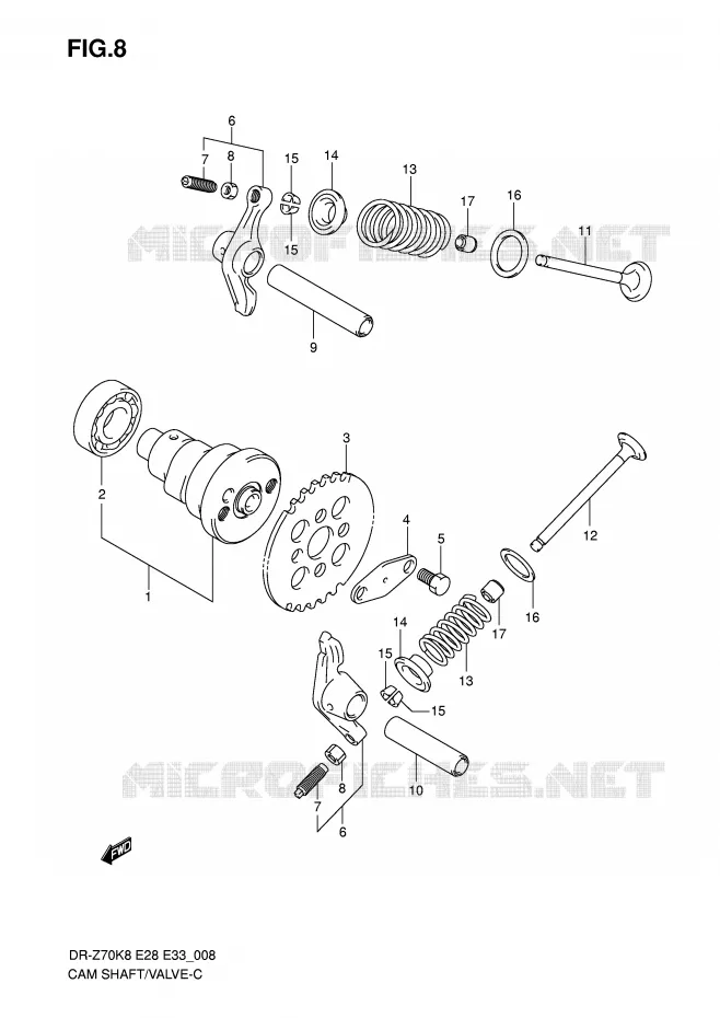 ARBRE A CAMES - SOUPAPES Suzuki MOTO 70 DR-Z 2012  DR-Z70L0(E28/E33)