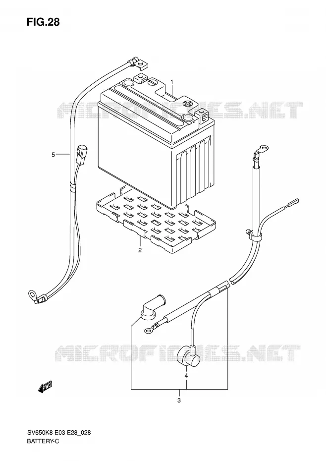 BATTERIE (SV650A/SV650SA) Suzuki MOTO 650 SV-S 2009  SV650SK9(E3/E28)