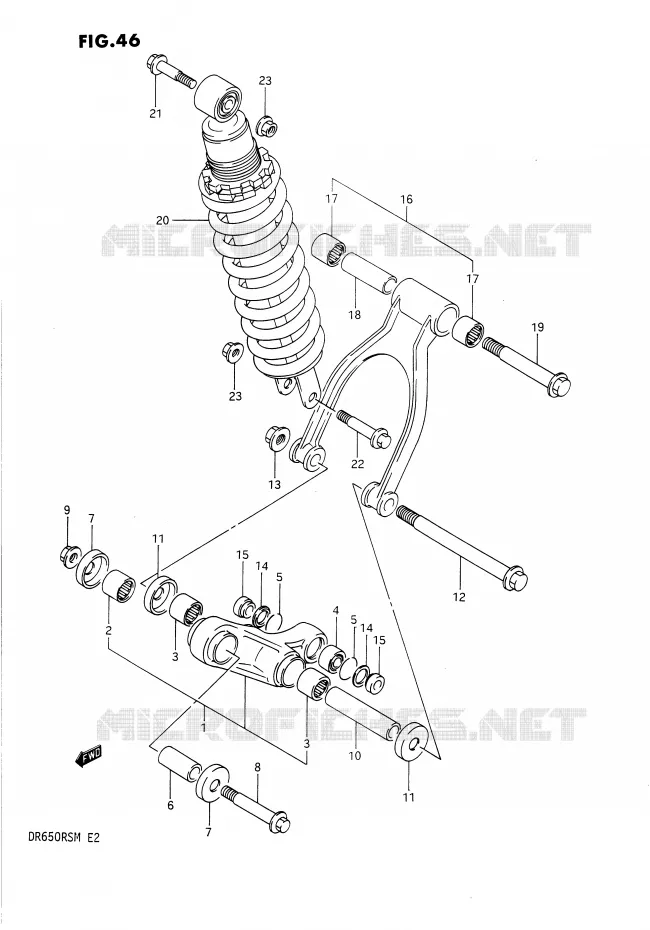 BIELLETTE DE SUSPENSION ARRIERE Suzuki MOTO 650 DR 1990  DR650RSL(E2)