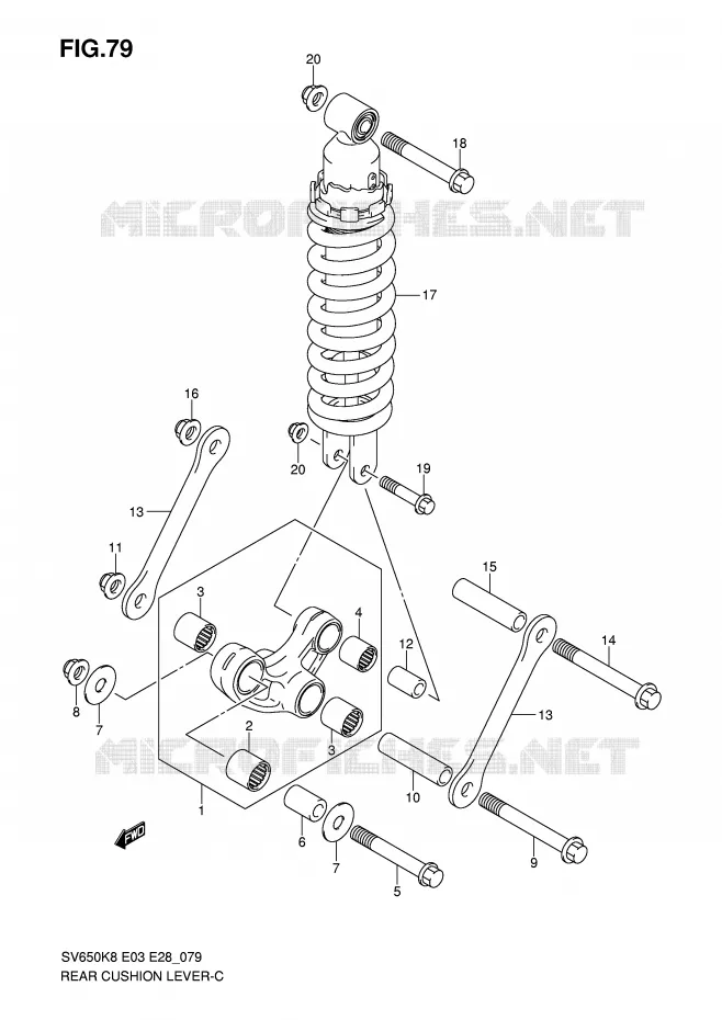 BIELLETTE DE SUSPENSION ARRIERE Suzuki MOTO 650 SV 2008  SV650SK8(E3/E28)
