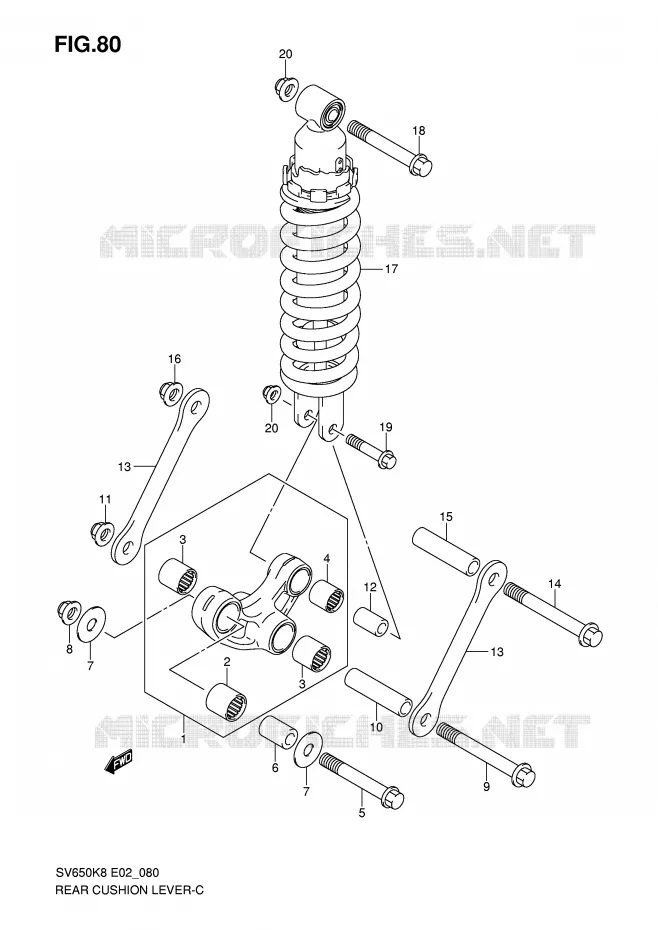 BIELLETTE DE SUSPENSION ARRIERE Suzuki MOTO 650 SV 2009  SV650SK9(E2)