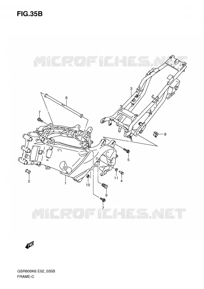 CADRE (MODEL K8/K9) Suzuki MOTO 600 GSR 2009  GSR600K9(E2)