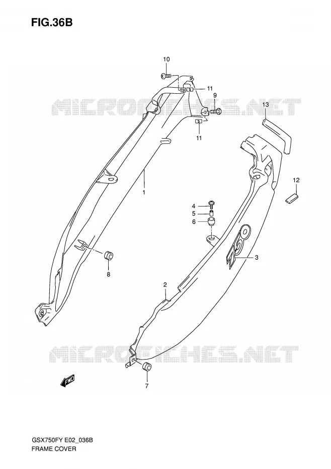 CARENAGES ARRIERE  (MODELE Y/K1) Suzuki MOTO 750 GSX-F 2002  GSX750FK2(E2)