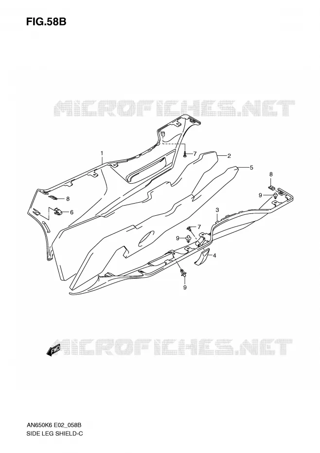 CARENAGES INFERIEURS (MODEL K8) Suzuki SCOOTER 650 BURGMAN 2010  AN650AL0(E2)