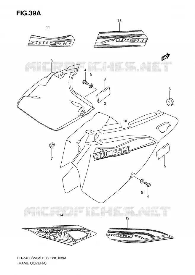 CARENAGES (MODEL K7/K8) Suzuki MOTO 400 DR-Z 2009  DR-Z400SMK9(E3/E28)