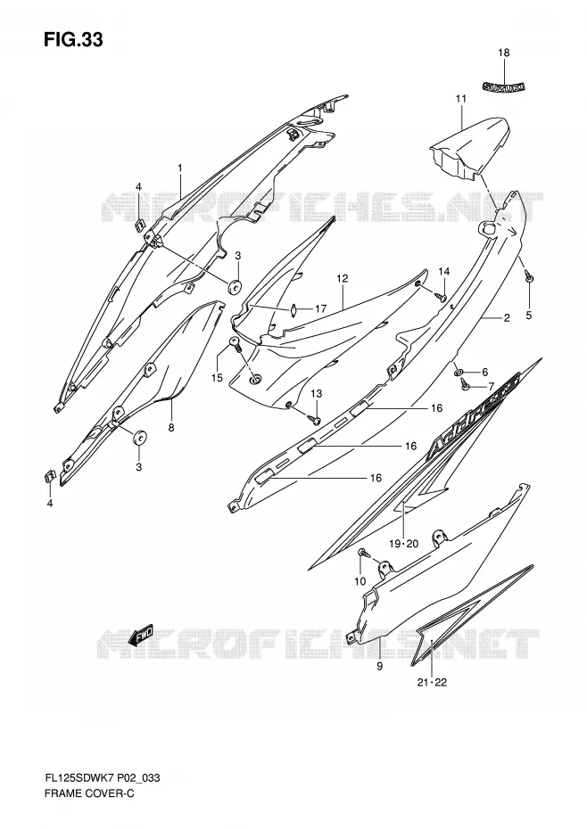 CARENAGES (MODEL K7/K8) Suzuki SCOOTER 125 FL 2009  FL125SDWK9(P2)