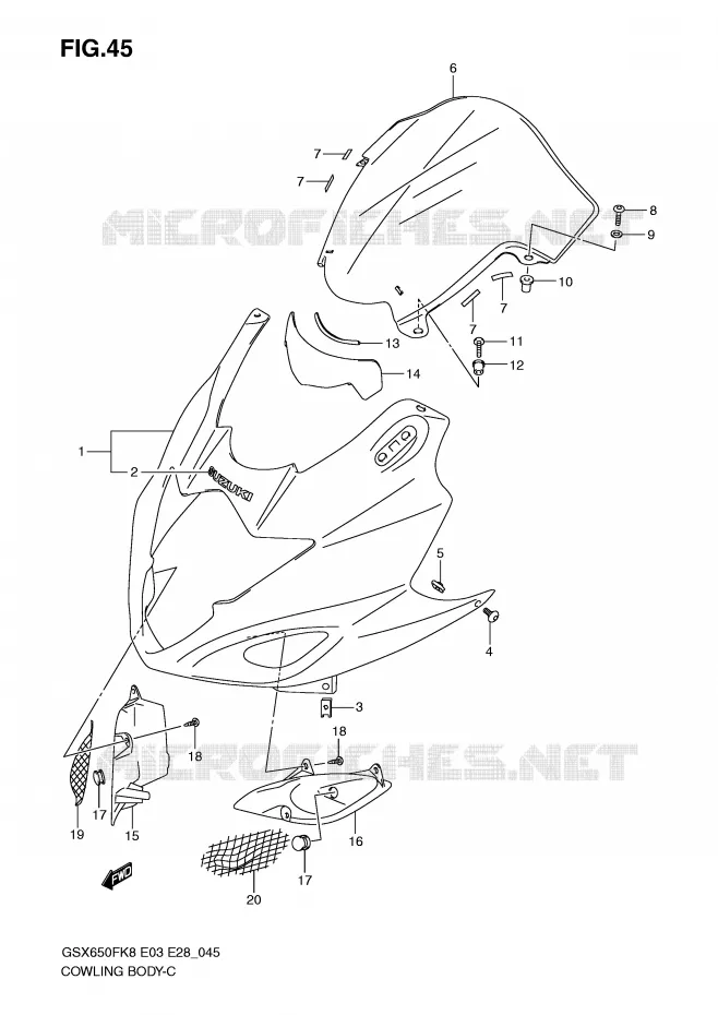CARENAGES (MODEL K8/K9) Suzuki MOTO 650 GSX-F 2009  GSX650FK9(E3/E28)