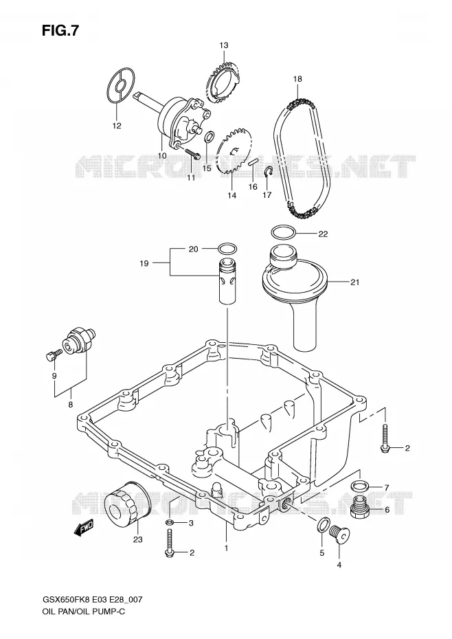 CARTER INFERIEUR - POMPE A HUILE Suzuki MOTO 650 GSX-F 2009  GSX650FK9(E3/E28)