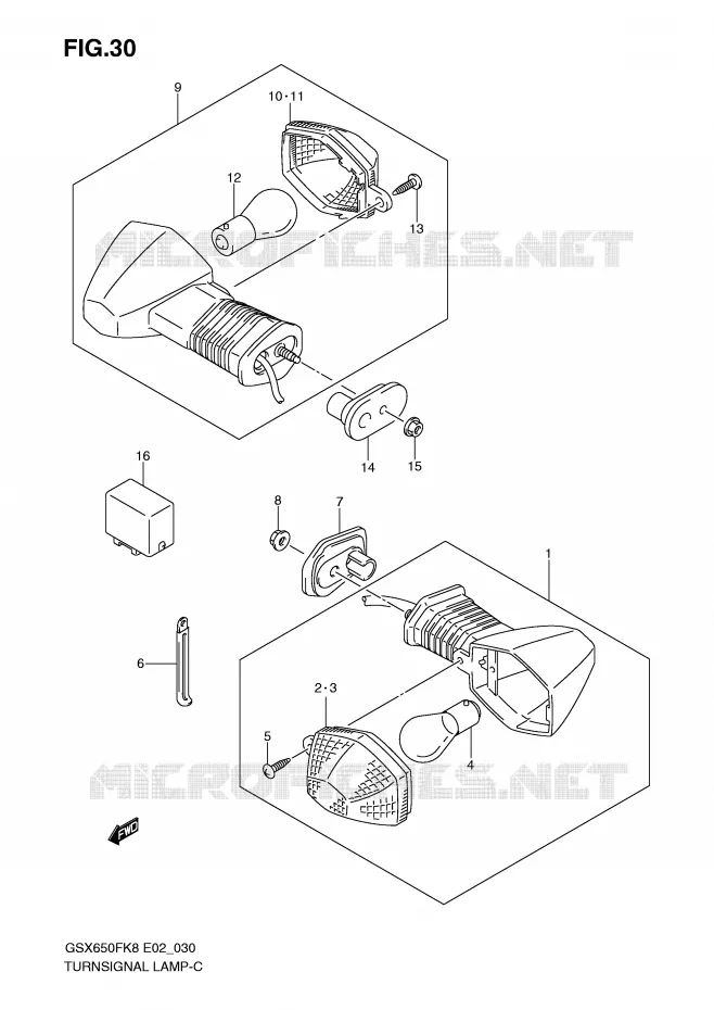 CLIGNOTANTS Suzuki MOTO 650 GSX-F 2009  GSX650FAK9(E2)