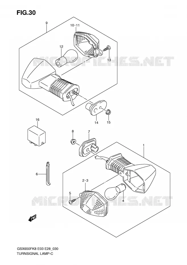 CLIGNOTANTS Suzuki MOTO 650 GSX-F 2010  GSX650FL0(E3/E28)