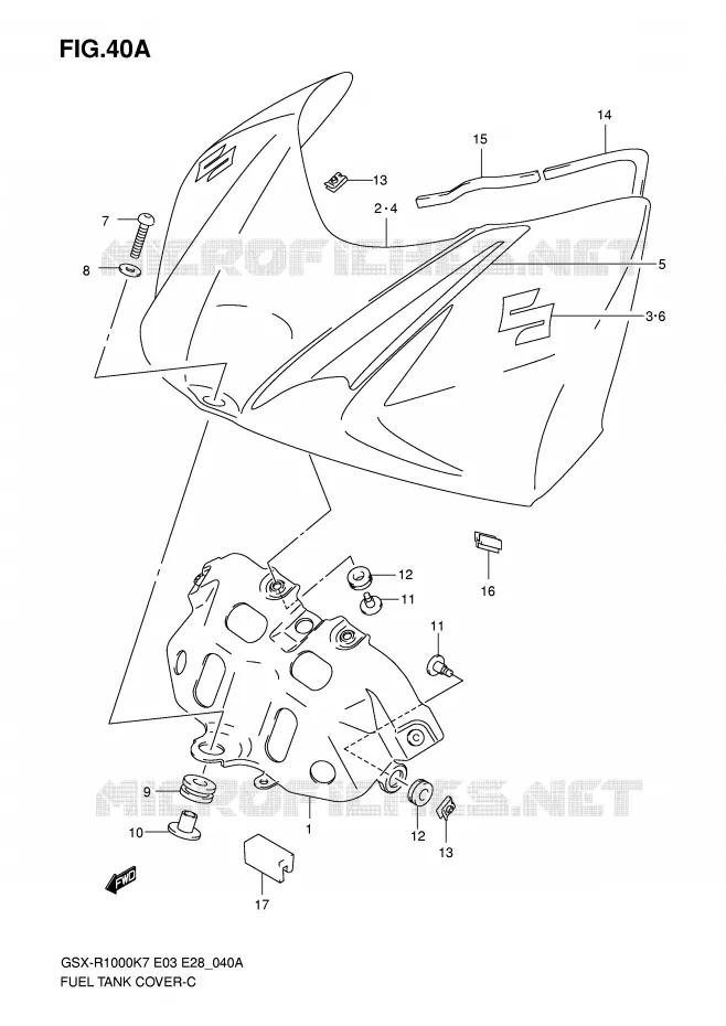 COUVRE RESERVOIR (MODEL K8) Suzuki MOTO 1000 GSX-R 2008  GSX-R1000 K8 (E28)