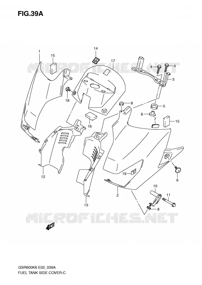 COUVRE RESERVOIR (MODEL K8) Suzuki MOTO 600 GSR 2009  GSR600K9(E2)