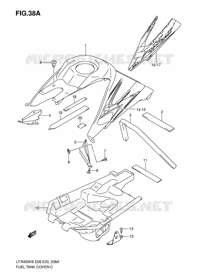 COUVRE RESERVOIR (MODEL K8) Suzuki QUAD 450 QUADRACER 2006  LT-R450K6(E28/E33)