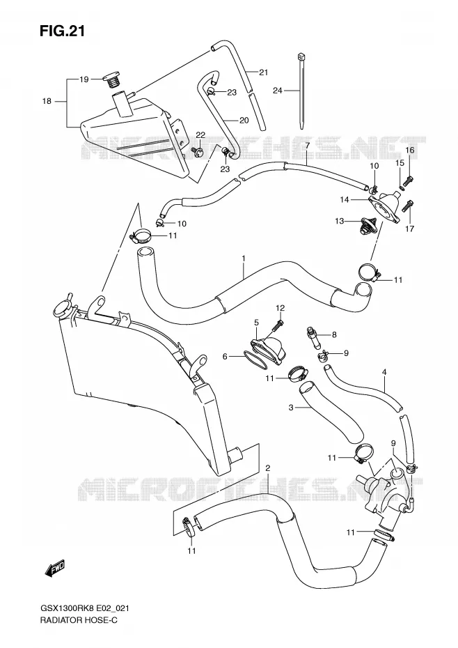 DURITE DE RADIATEUR Suzuki MOTO 1300 HAYABUSA 2009  GSX1300RK9(E2)