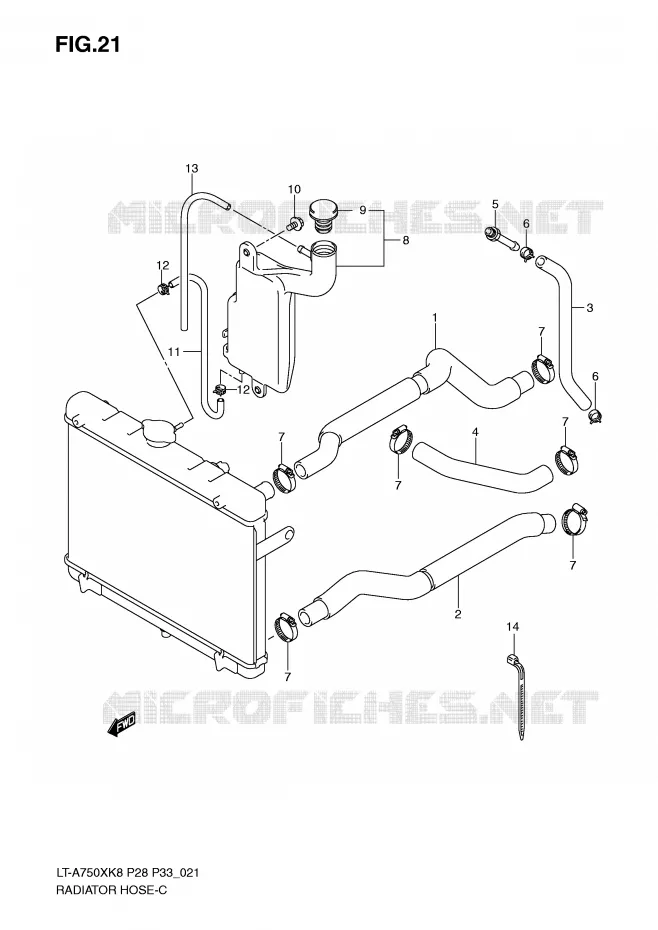 DURITE DE RADIATEUR Suzuki QUAD 750 KINGQUAD 2009  LT-A750XZK9(P28/P33)