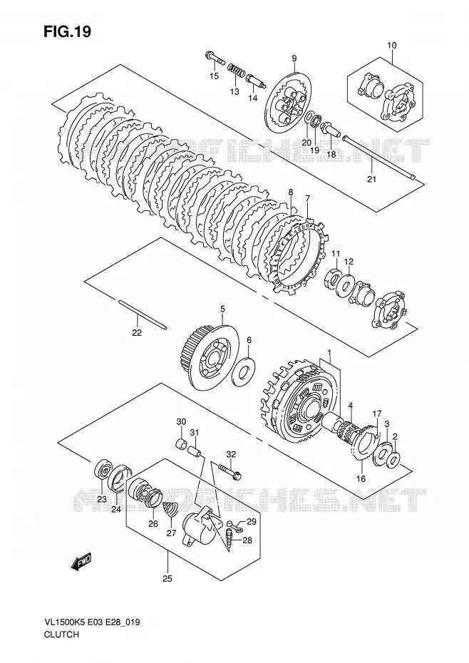 EMBRAYAGE Suzuki MOTO 1500 BOULEVARD 2008  VL1500K8(E3/E28)