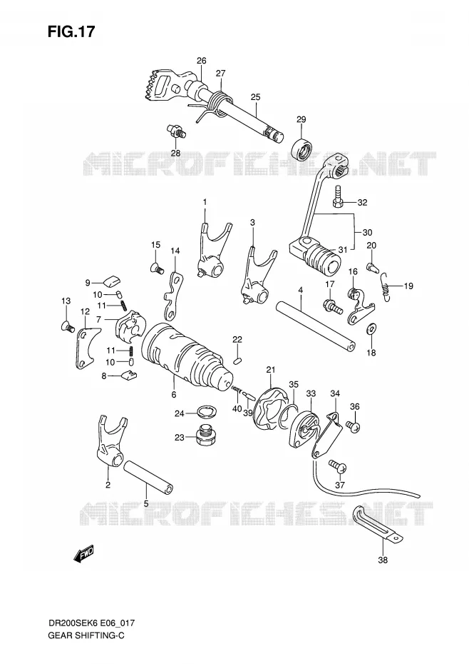 ENSEMBLE DE SELECTION DE VITESSES Suzuki MOTO 200 DR 2010  DR200SEL0(E6)
