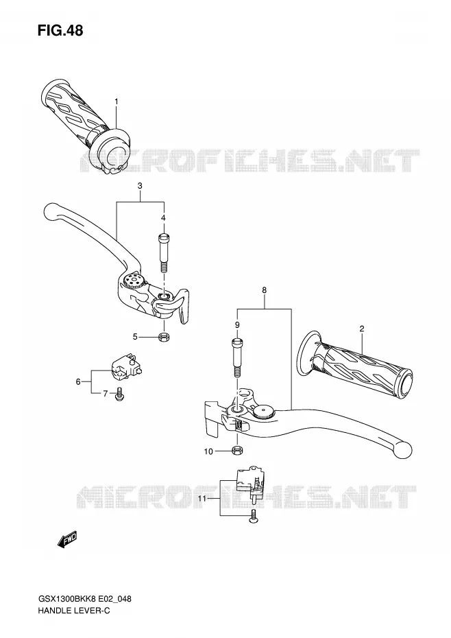 ENSEMBLE LEVIERS - POIGNEES Suzuki MOTO 1300 B-KING 2012  GSX1300BKU2K8(E2)