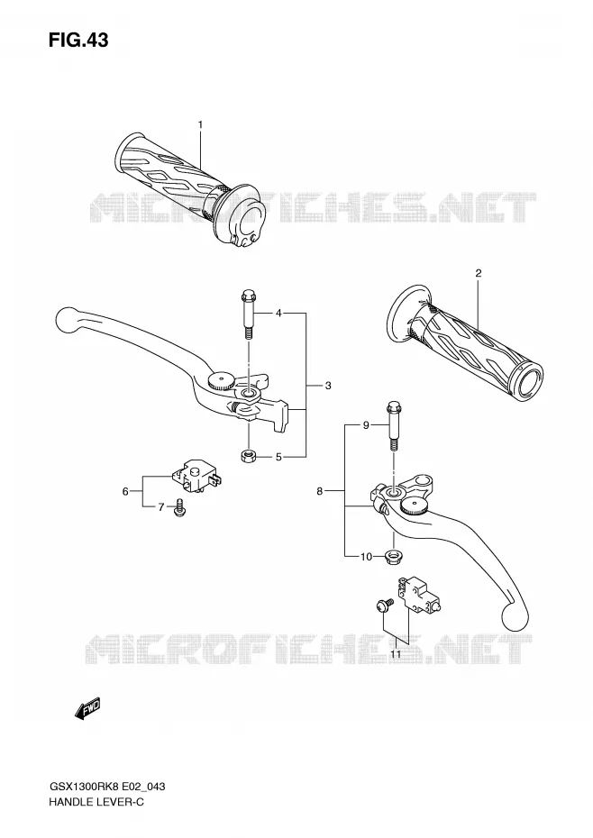 ENSEMBLE LEVIERS - POIGNEES Suzuki MOTO 1300 HAYABUSA 2008  GSX1300RK8(E2)