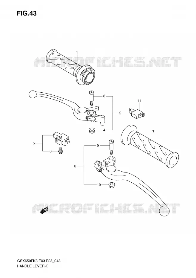 ENSEMBLE LEVIERS - POIGNEES Suzuki MOTO 650 GSX-F 2008  GSX650FK8(E3/E28)