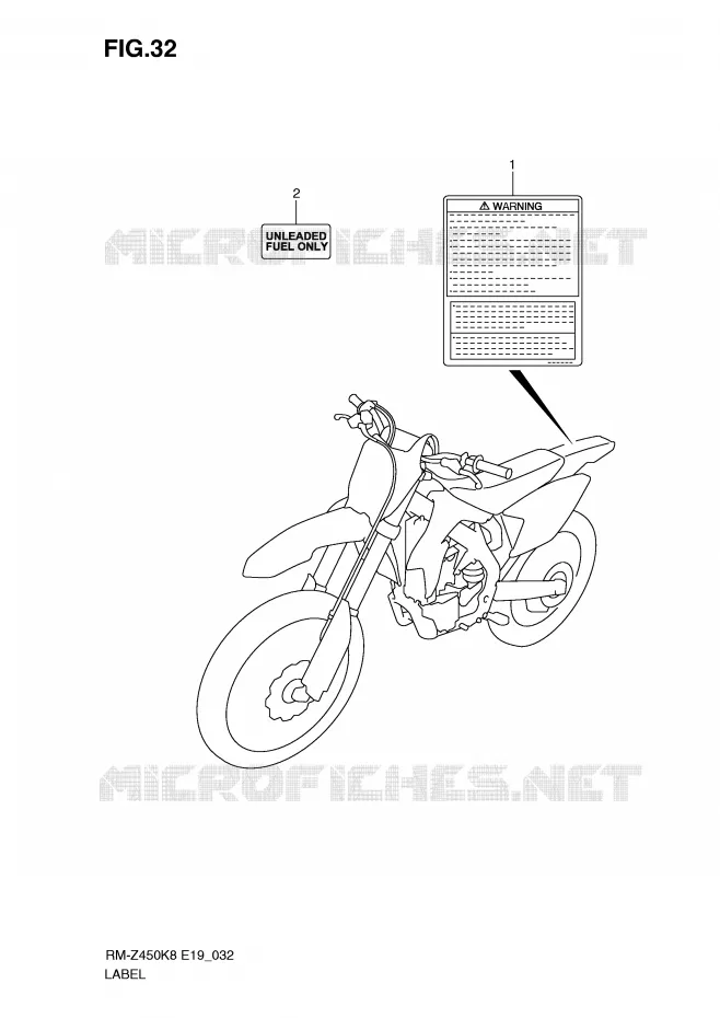 ETIQUETTE Suzuki MOTO 450 RM-Z 2011  RM-Z450L1(E19)