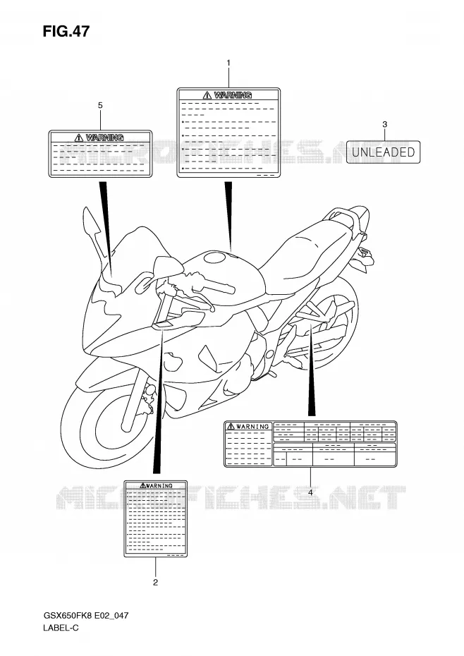 ETIQUETTE Suzuki MOTO 650 GSX-F 2009  GSX650FK9(E2)